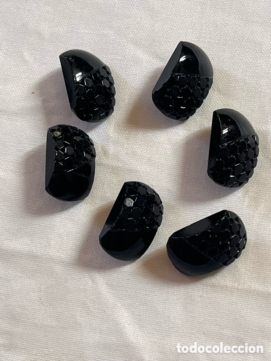 Vintage: 6 BOTONES DE PASTA NEGROS. VINTAGE A&Ntilde;OS 50