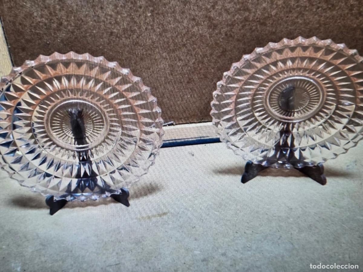 Vintage: 2 platos de cristal rosa - Foto 1