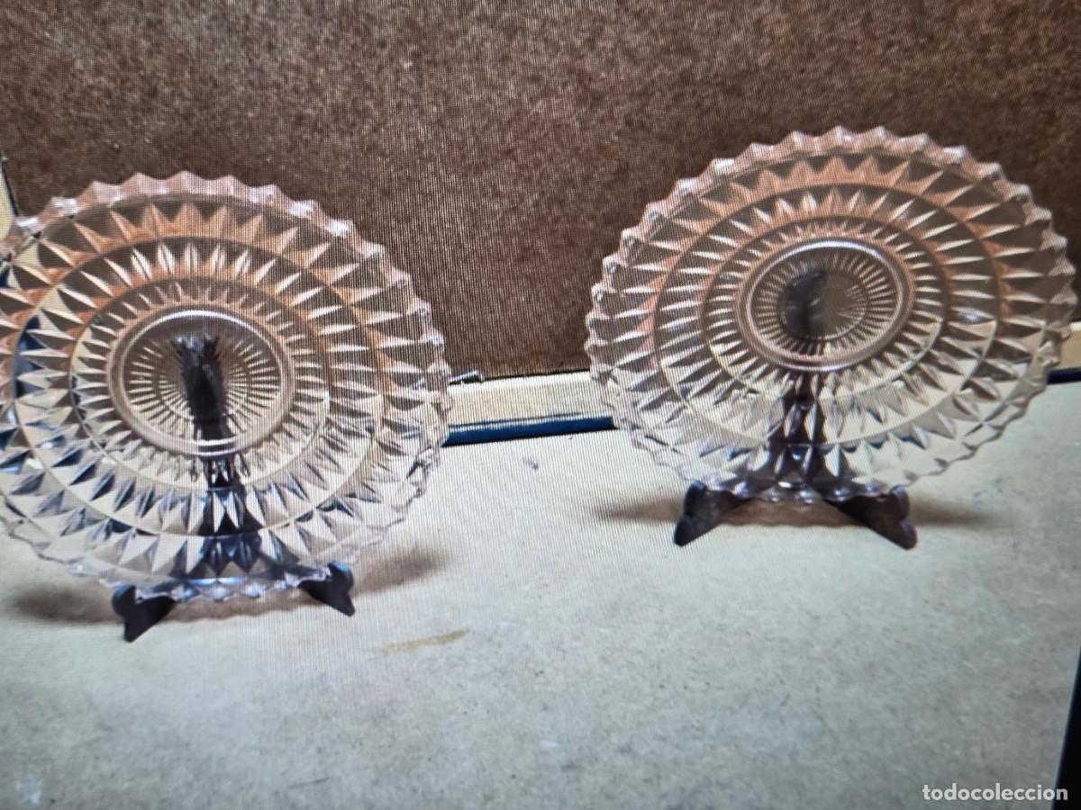 Vintage: 2 platos de cristal rosa - Foto 2