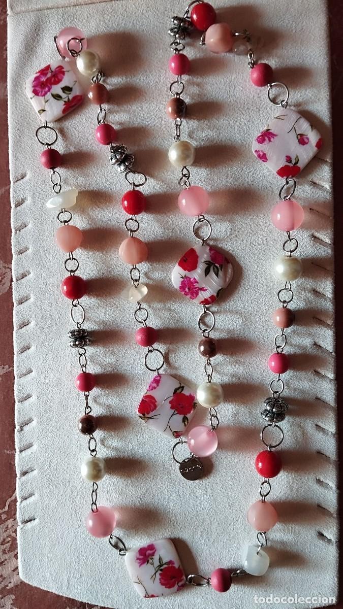 Vintage: COLLAR LARGO CUENTAS EN TONOS ROSA - Foto 1