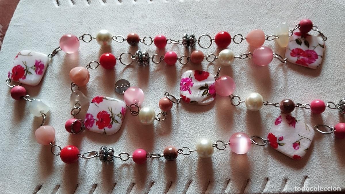 Vintage: COLLAR LARGO CUENTAS EN TONOS ROSA - Foto 2