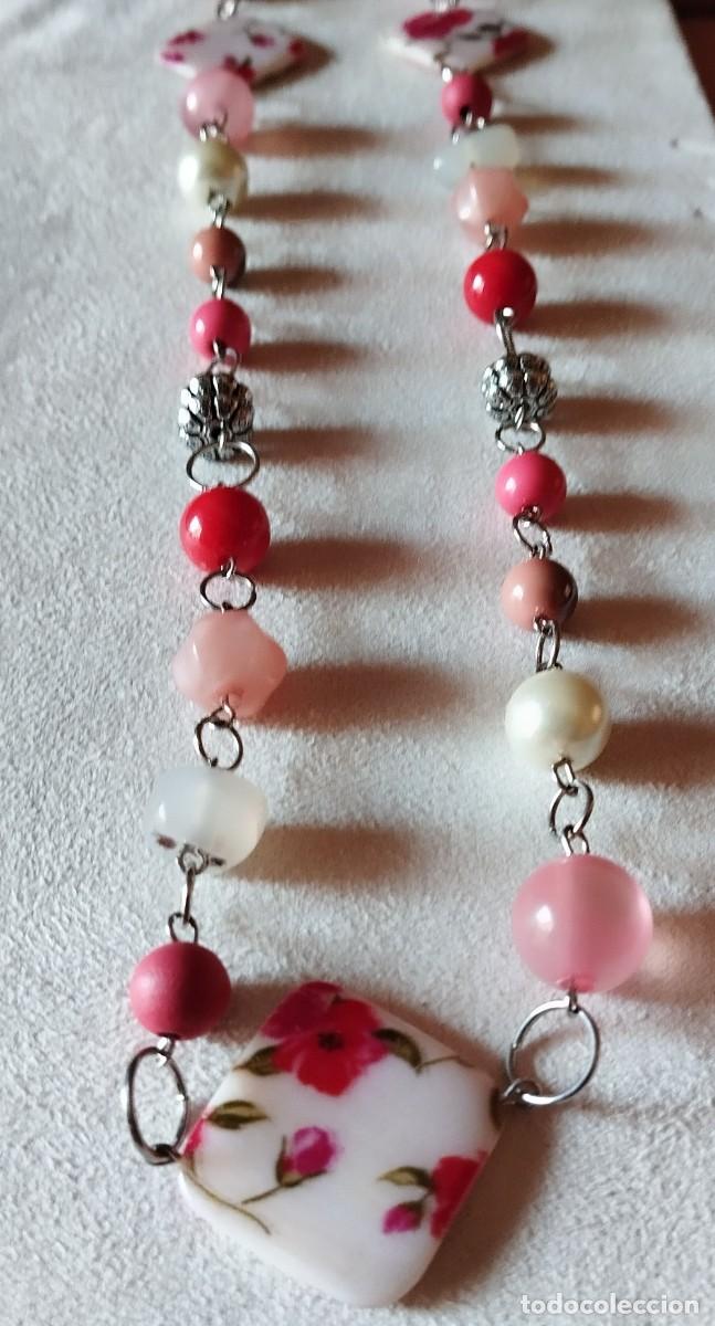 Vintage: COLLAR LARGO CUENTAS EN TONOS ROSA - Foto 4