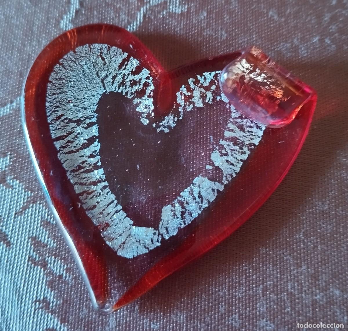 Vintage: DIJE DE CRISTAL DE MURANO EN FORMA DE CORAZ&Oacute;N - Foto 4