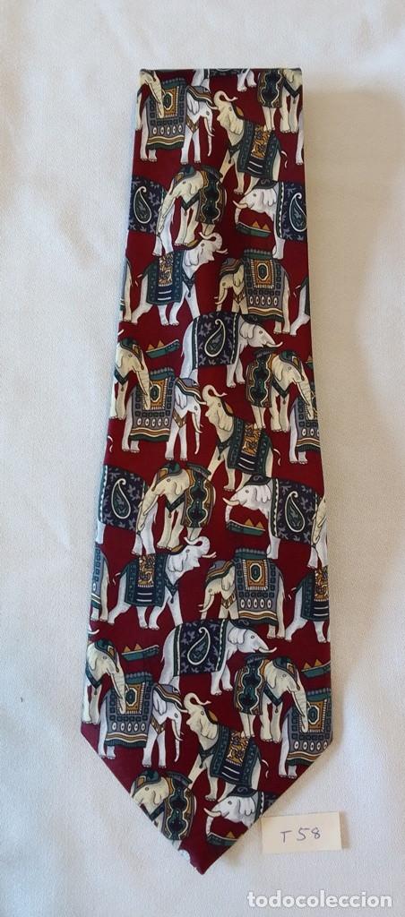 Vintage: Corbata con estampado de elefantes. Ren&eacute; Chagal - Foto 1