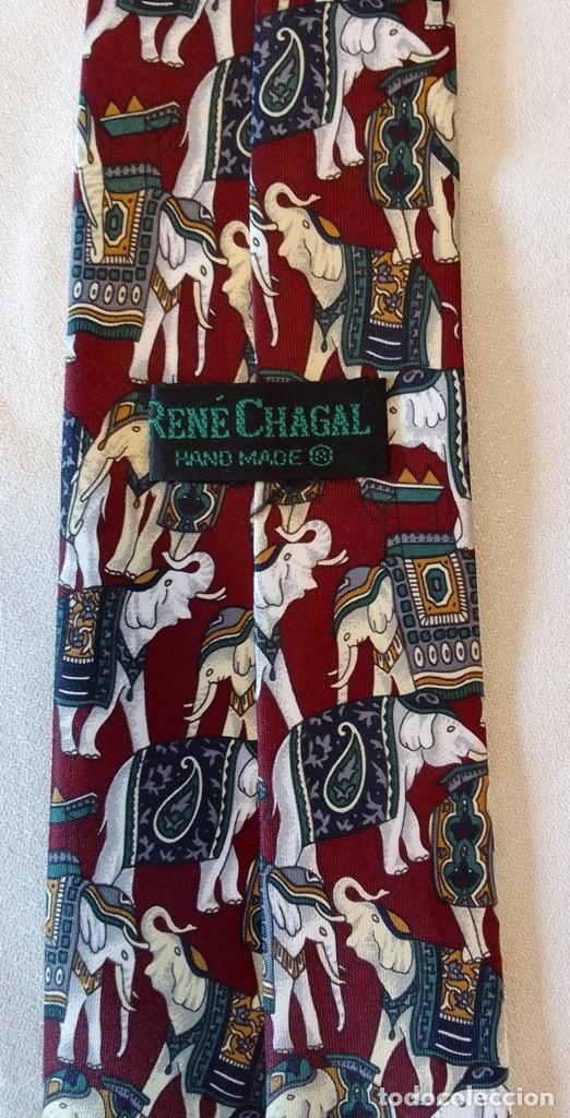 Vintage: Corbata con estampado de elefantes. Ren&eacute; Chagal - Foto 2