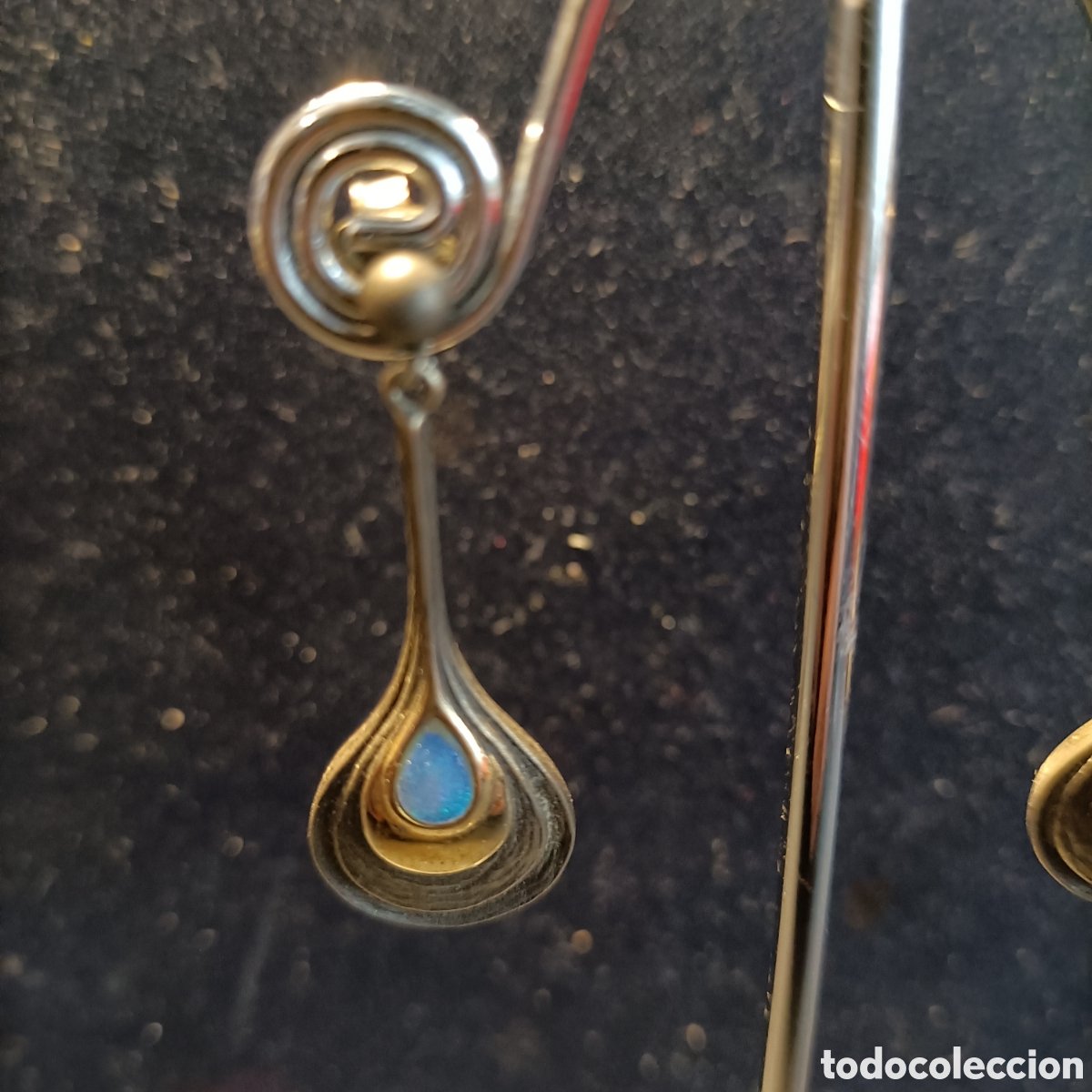 Vintage: Pendientes de metal con forma de l&aacute;grima. - Foto 3