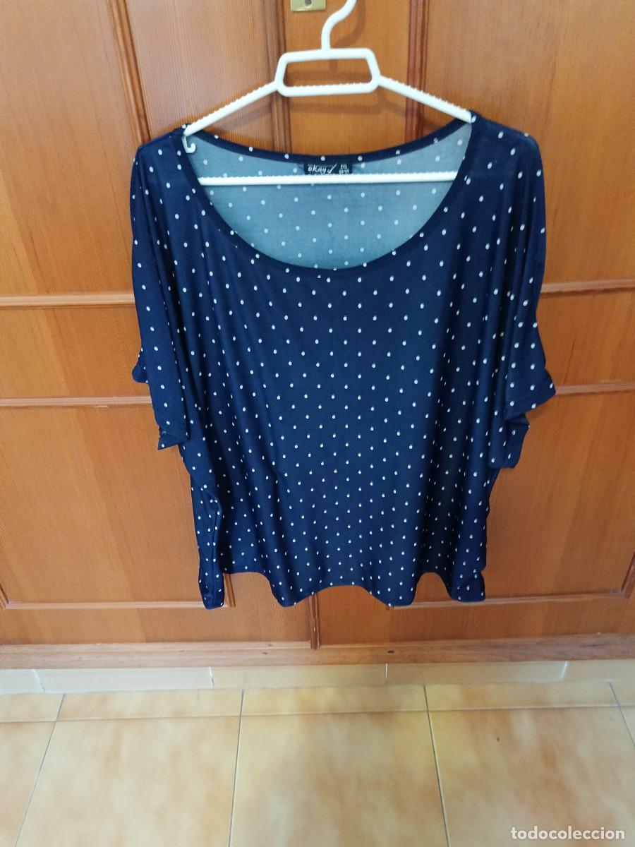 Vintage: Blusa lunares blancos OKAY. Talla 2XL