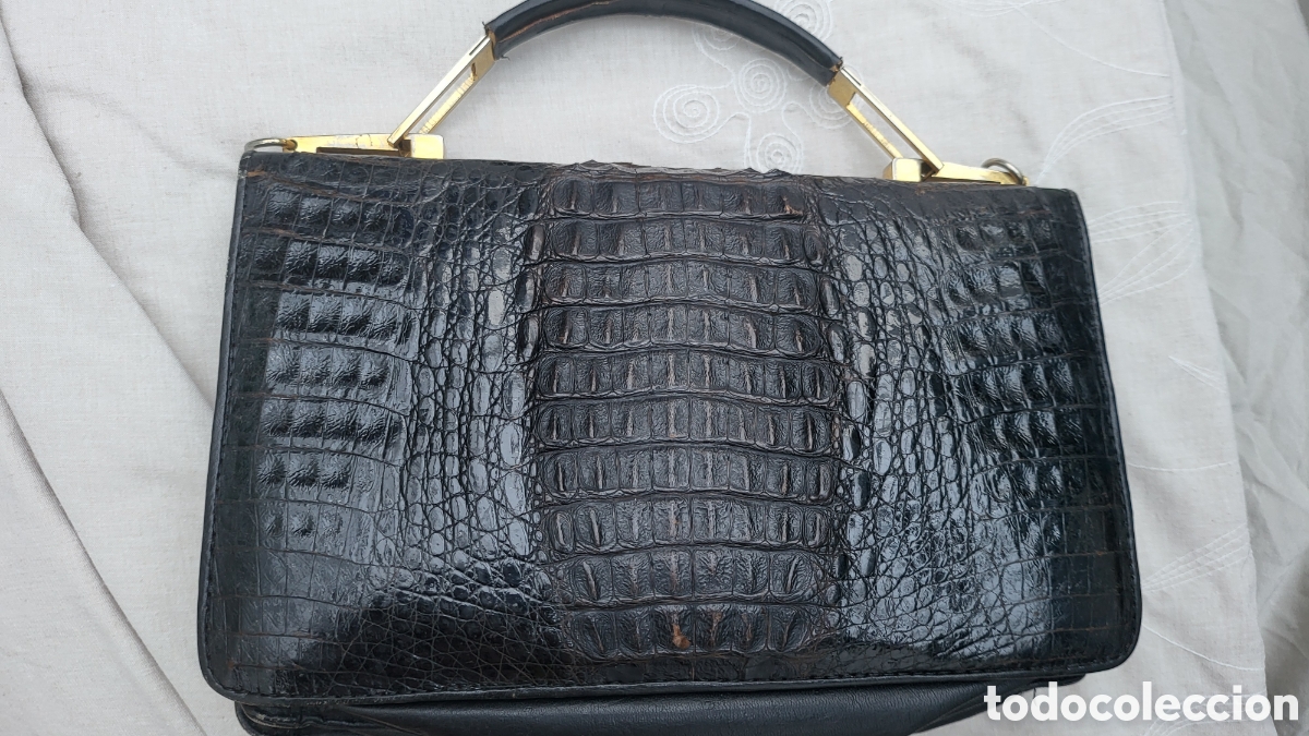 Vintage: BOLSO DE MANO PIEL COCODRILO - Foto 2