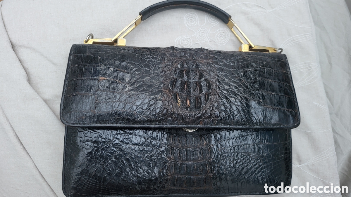 Vintage: BOLSO DE MANO PIEL COCODRILO - Foto 1