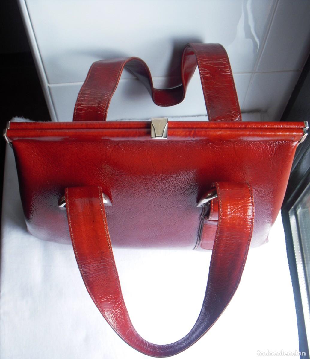 Vintage: BOLSO EN PIEL CHAROL MARR&Oacute;N - CO&Ntilde;AC - Foto 3