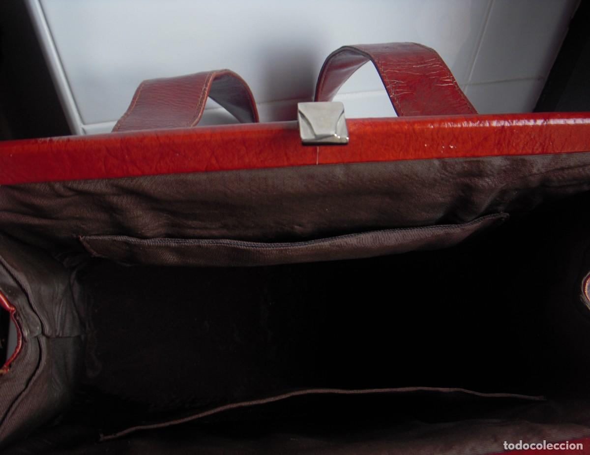 Vintage: BOLSO EN PIEL CHAROL MARR&Oacute;N - CO&Ntilde;AC - Foto 5