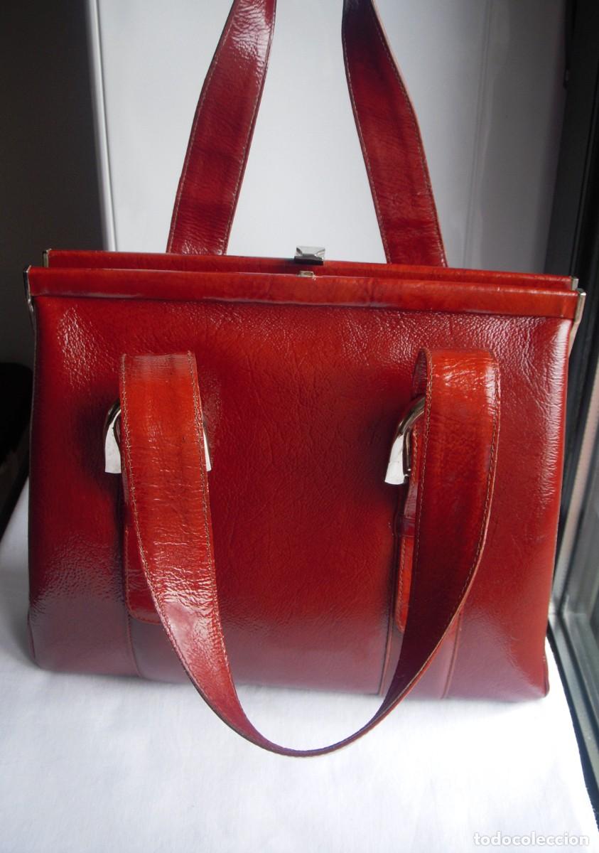 Vintage: BOLSO EN PIEL CHAROL MARR&Oacute;N - CO&Ntilde;AC - Foto 6