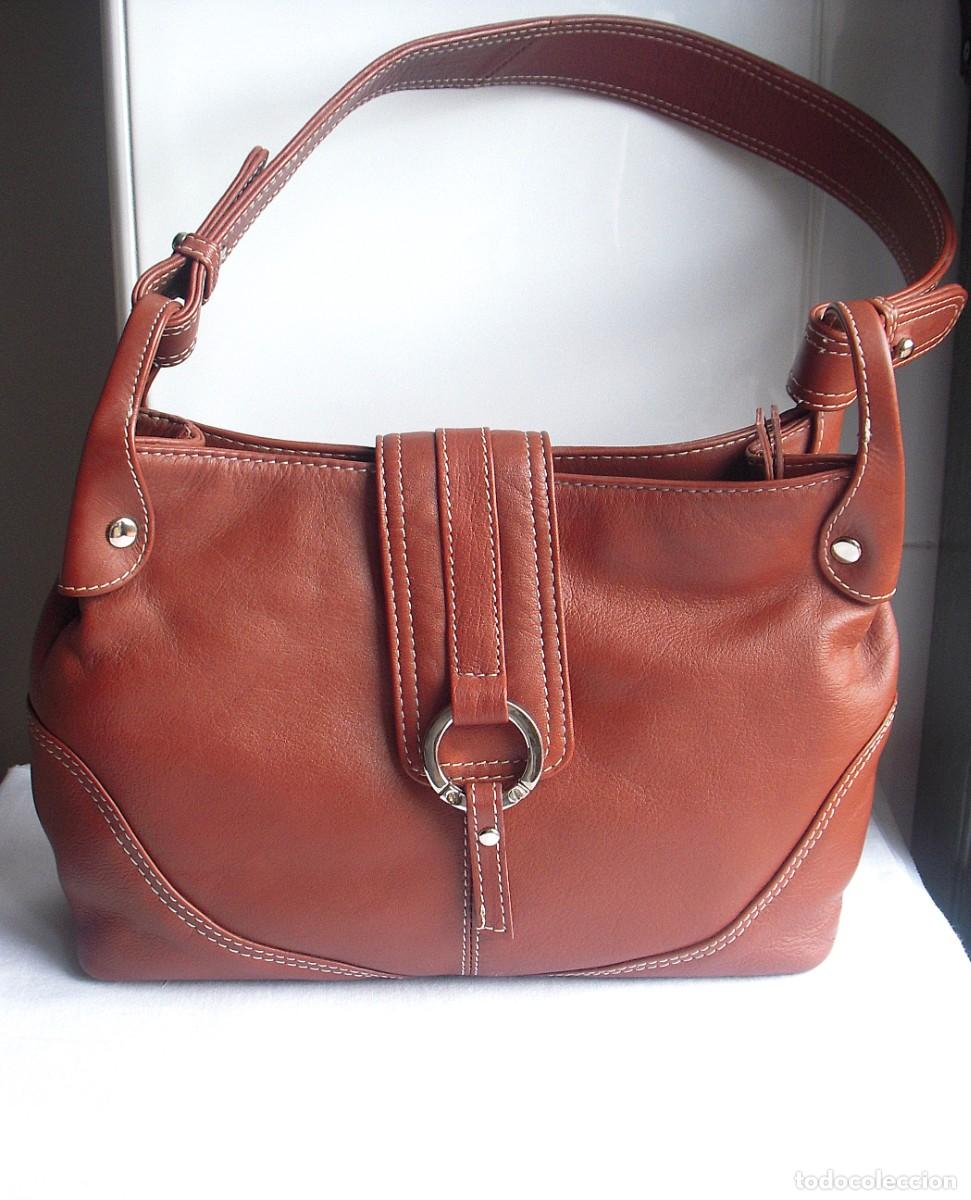 Vintage: BOLSO DE MANO EN PIEL MARR&Oacute;N - CO&Ntilde;AC - Foto 1