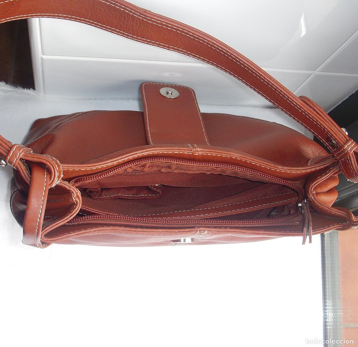 Vintage: BOLSO DE MANO EN PIEL MARR&Oacute;N - CO&Ntilde;AC - Foto 2
