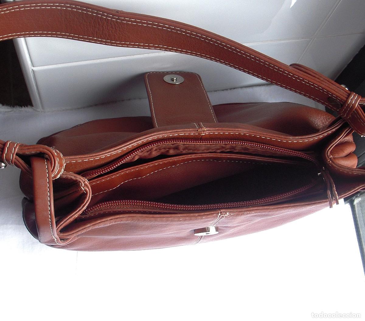 Vintage: BOLSO DE MANO EN PIEL MARR&Oacute;N - CO&Ntilde;AC - Foto 3