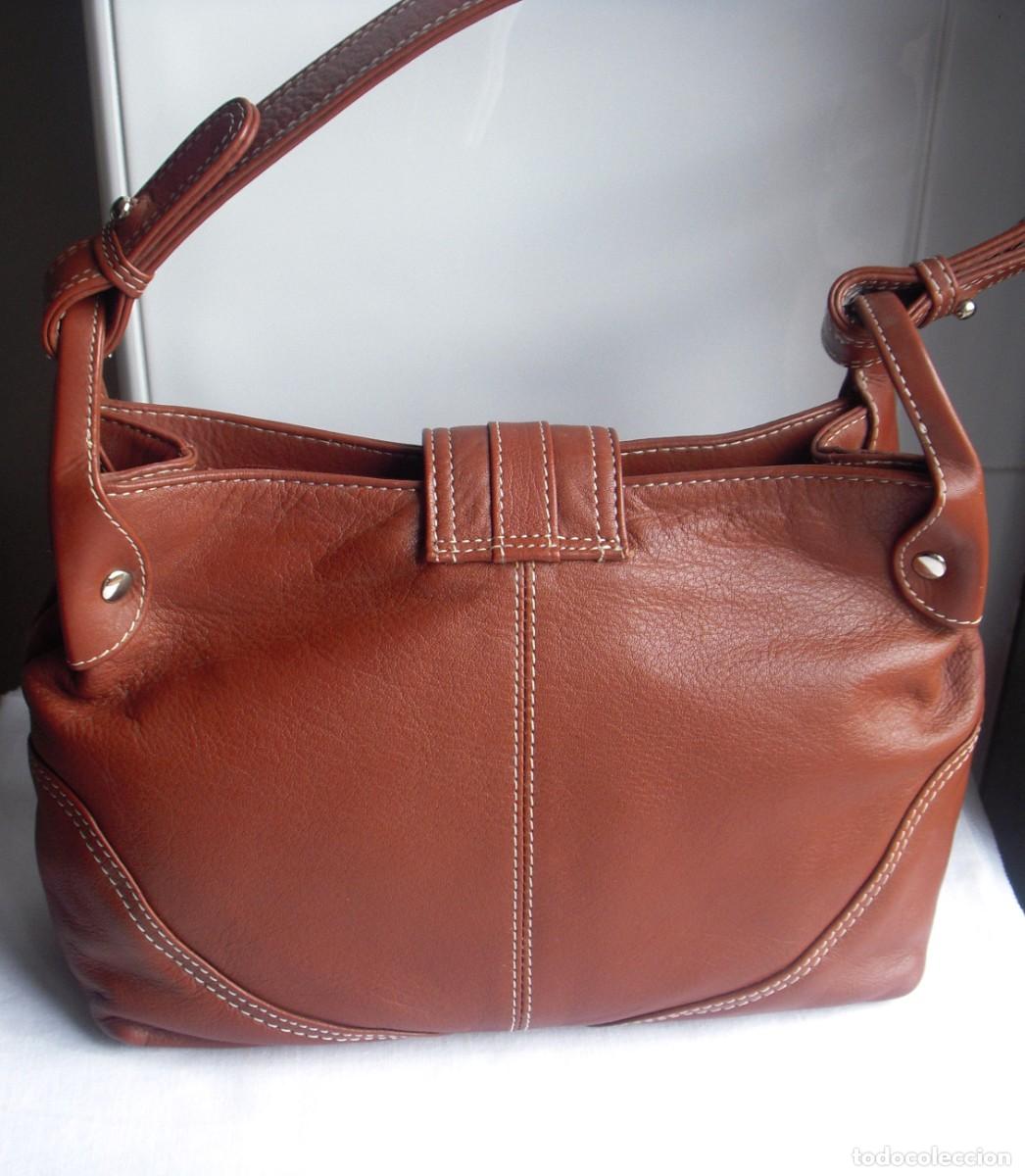 Vintage: BOLSO DE MANO EN PIEL MARR&Oacute;N - CO&Ntilde;AC - Foto 5