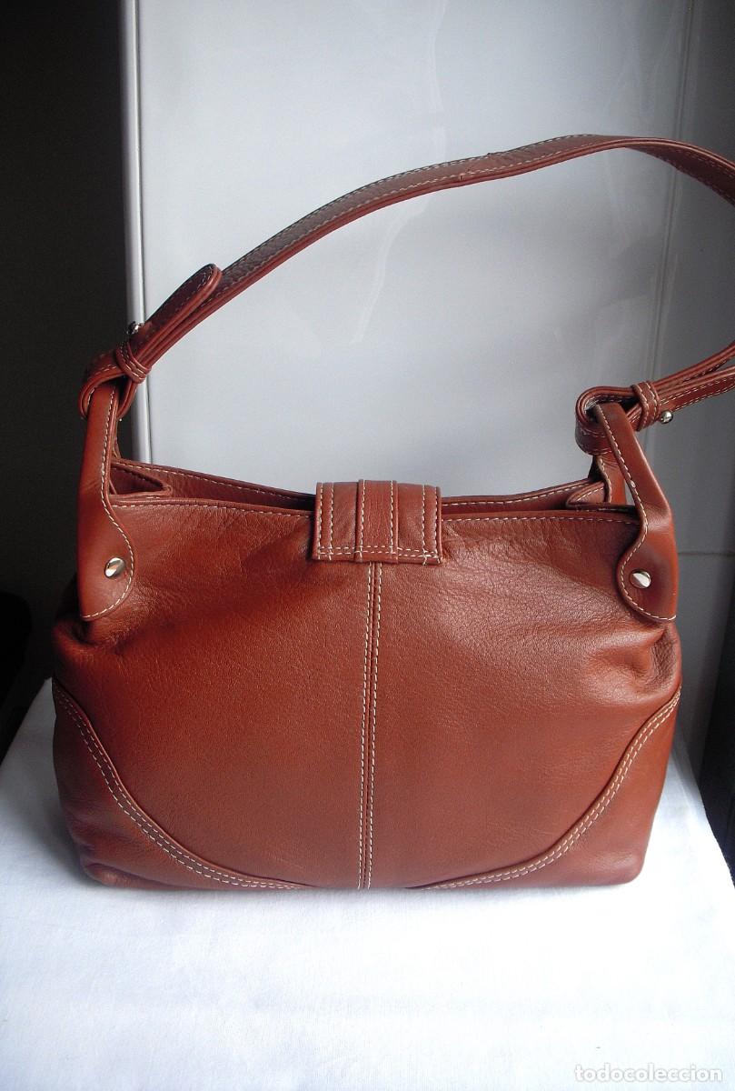 Vintage: BOLSO DE MANO EN PIEL MARR&Oacute;N - CO&Ntilde;AC - Foto 6