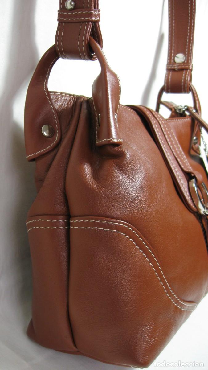 Vintage: BOLSO DE MANO EN PIEL MARR&Oacute;N - CO&Ntilde;AC - Foto 4