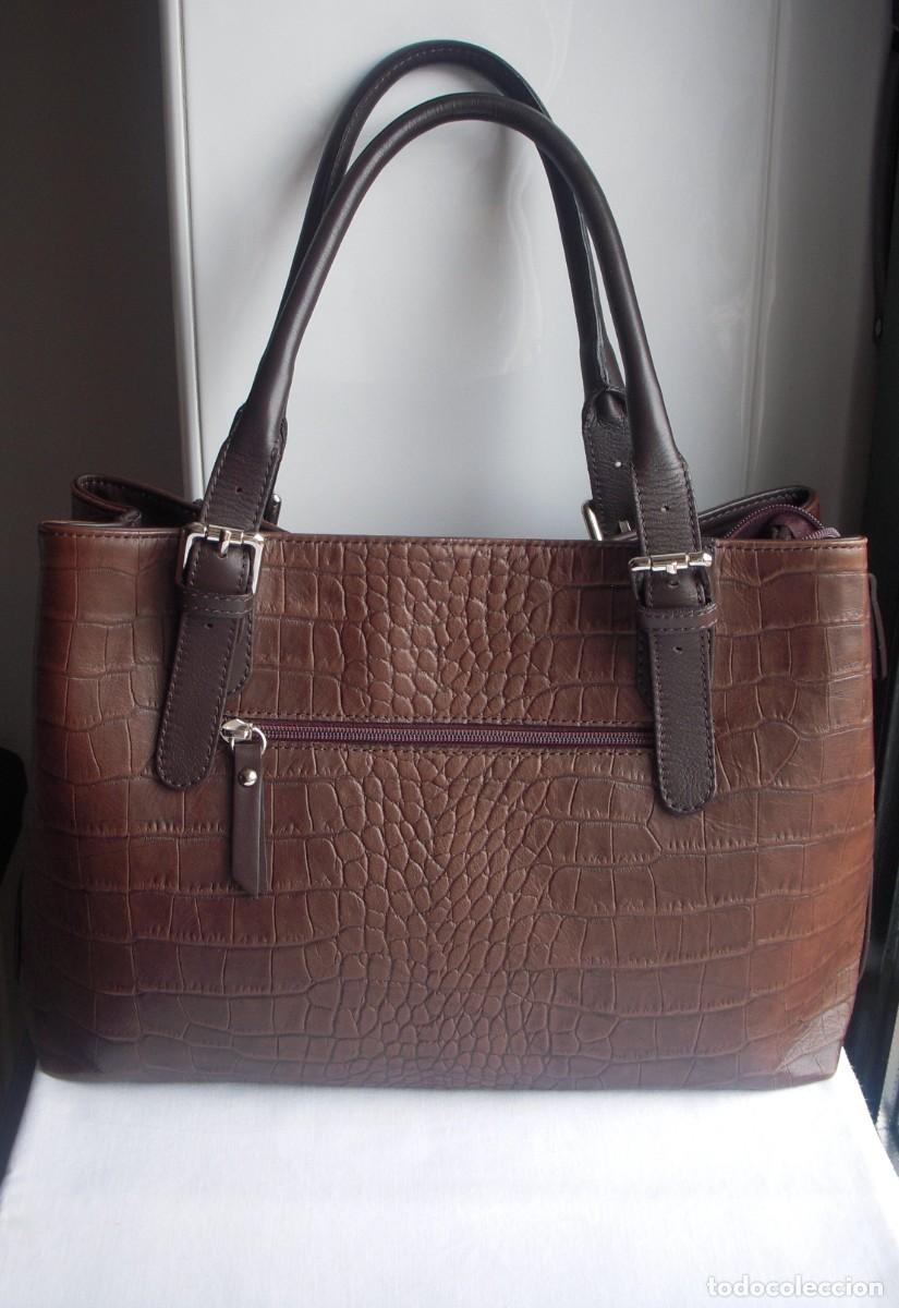Vintage: BOLSO DE MANO EN PIEL MARR&Oacute;N - Foto 4