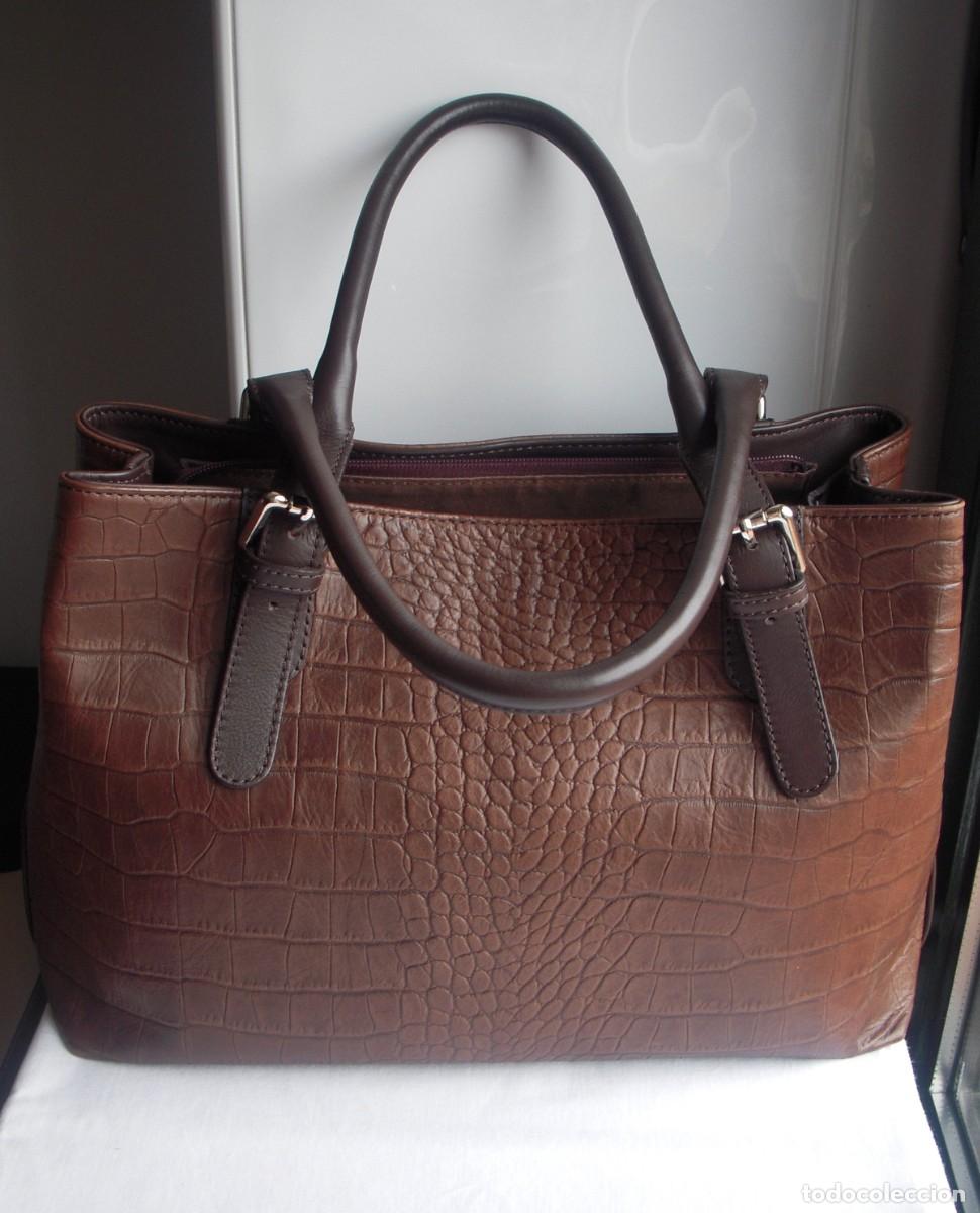 Vintage: BOLSO DE MANO EN PIEL MARR&Oacute;N - Foto 1
