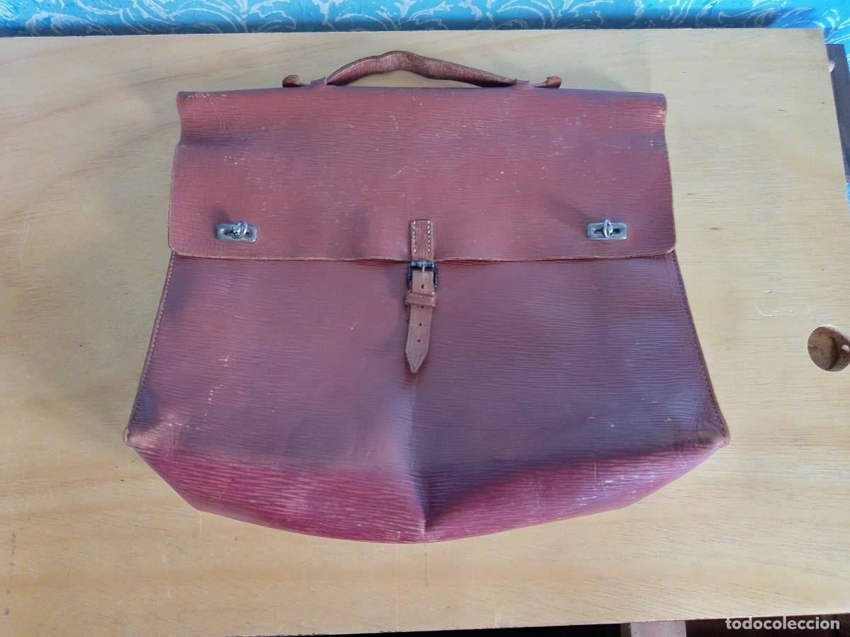 Vintage: Malet&iacute;n de cuero antiguo marr&oacute;n - Foto 1