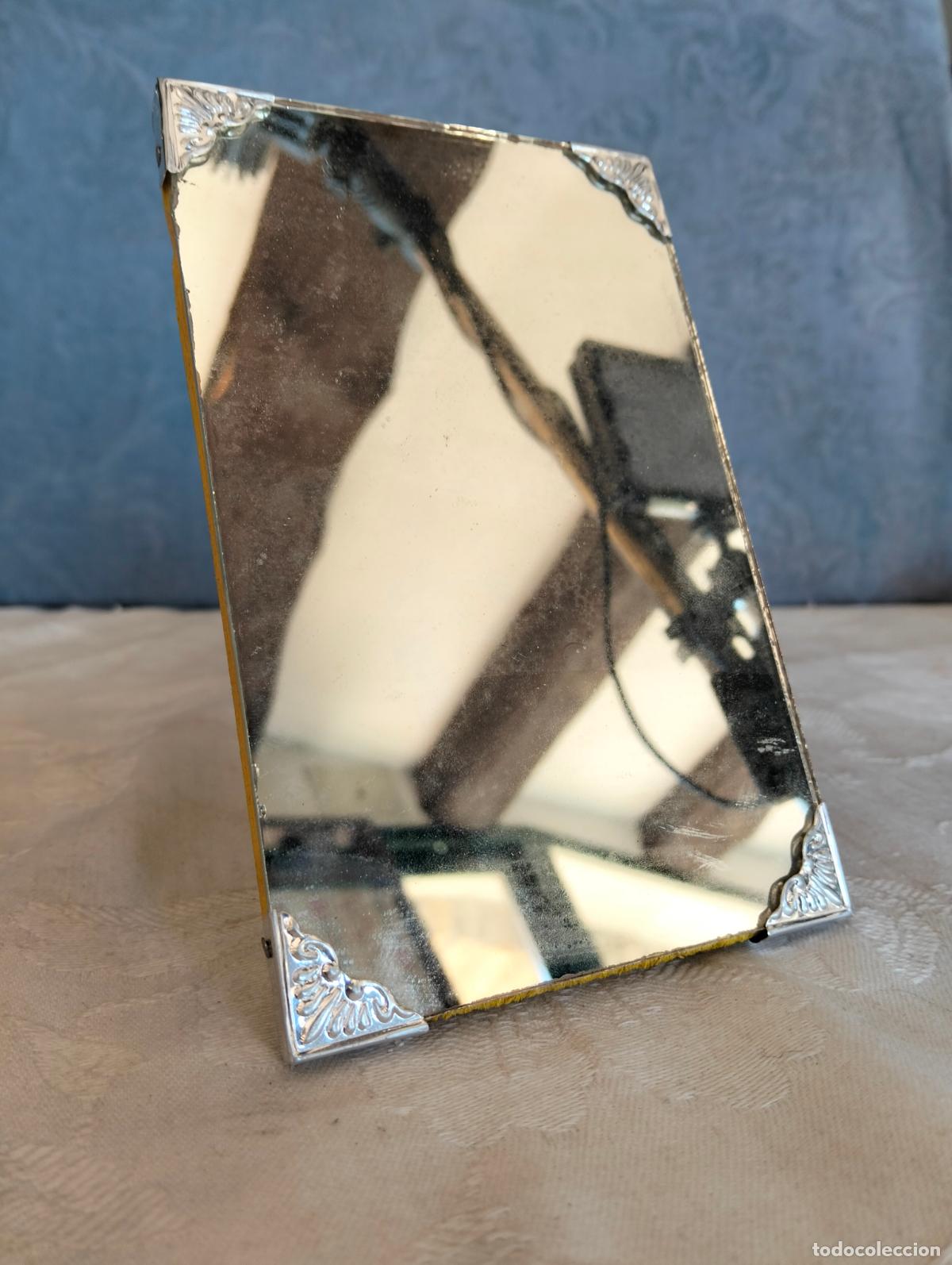 Vintage: Espejo antiguo de sobremesa rectangular decorativo estilo vintage espejito port&aacute;til o de tocador 50s