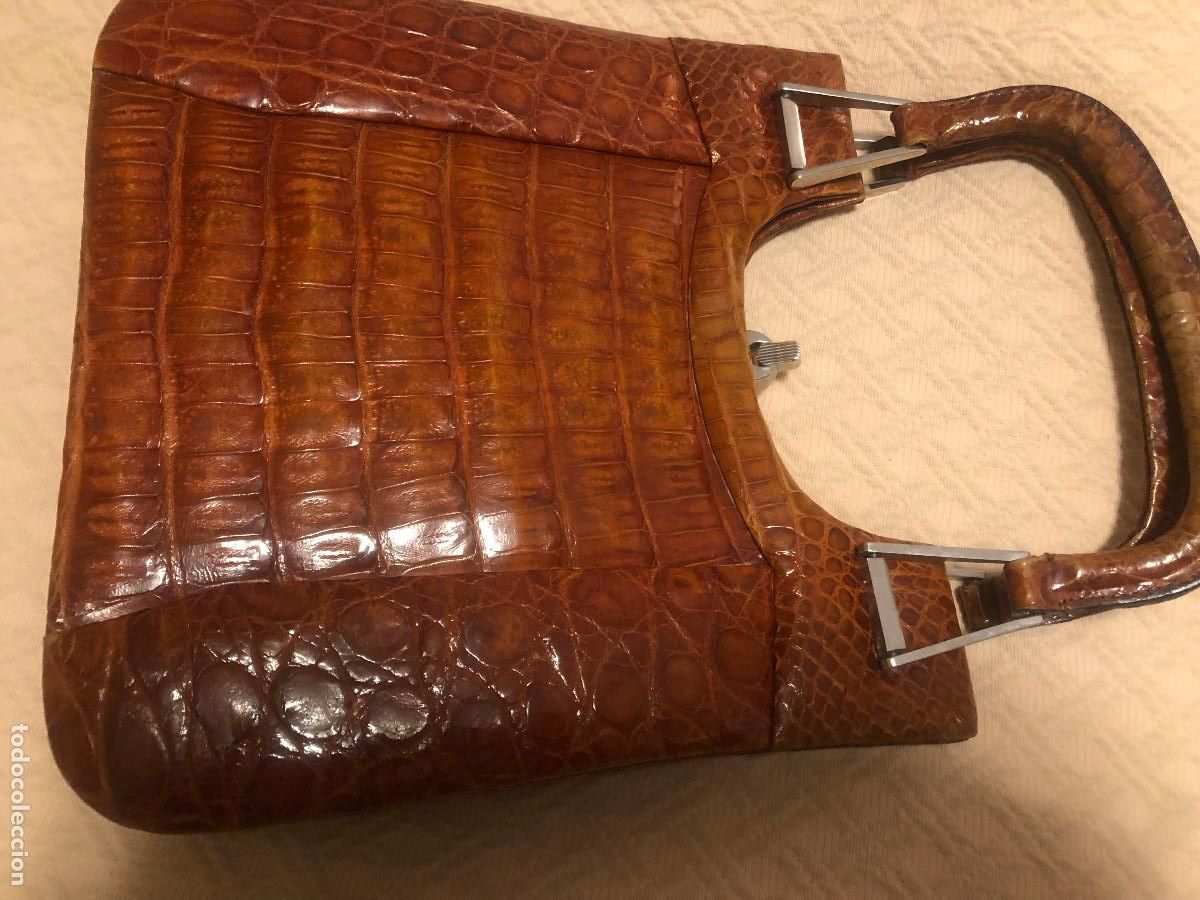 Vintage: BOLSO DE SE&Ntilde;ORA PIEL COCODRILO, AUT&Eacute;NTICO- MUY BUEN ESTADO