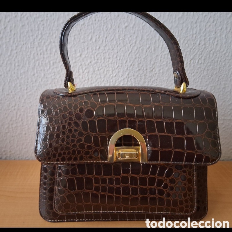 Vintage: !!Elegante Bolso de Mano Vintage ! Piel de Cocodrilo Pat Cline - A&ntilde;os 50/60