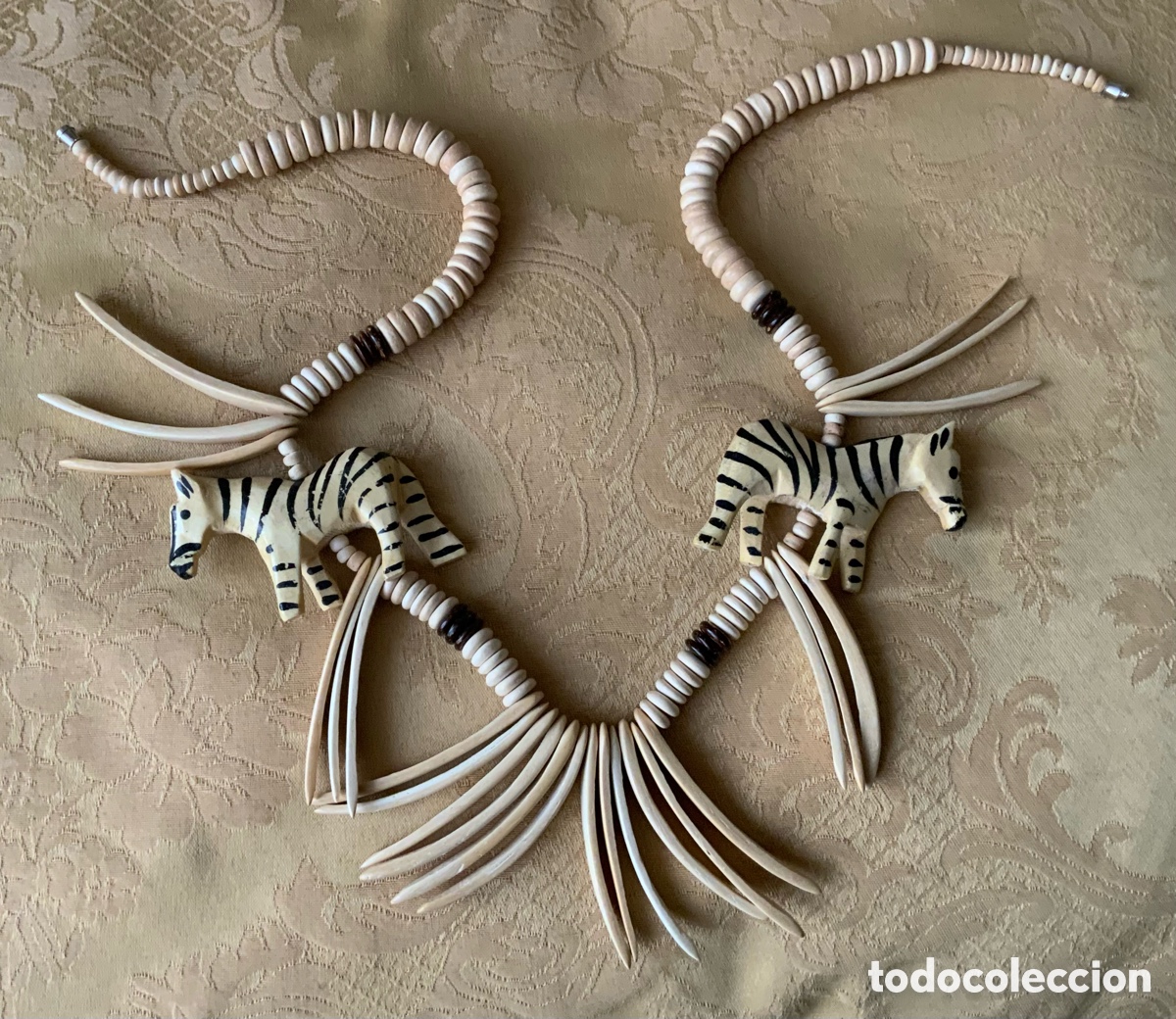 Vintage: COLLAR ETNICO CEBRAS DE MADERA HECHO A MANO - Foto 7