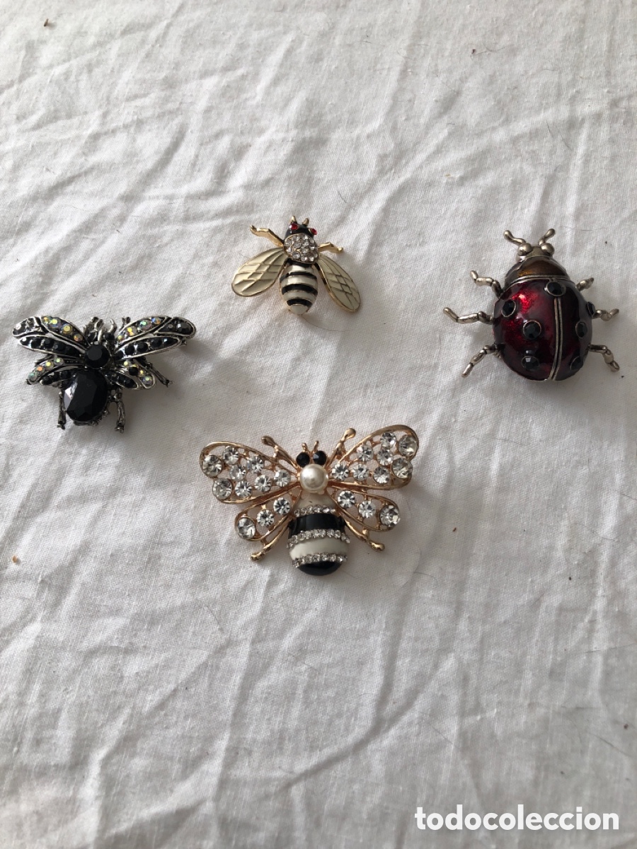 Vintage: Lote broches vintage bisuter&iacute;a colecci&oacute;n mariposa abeja mariquita stras