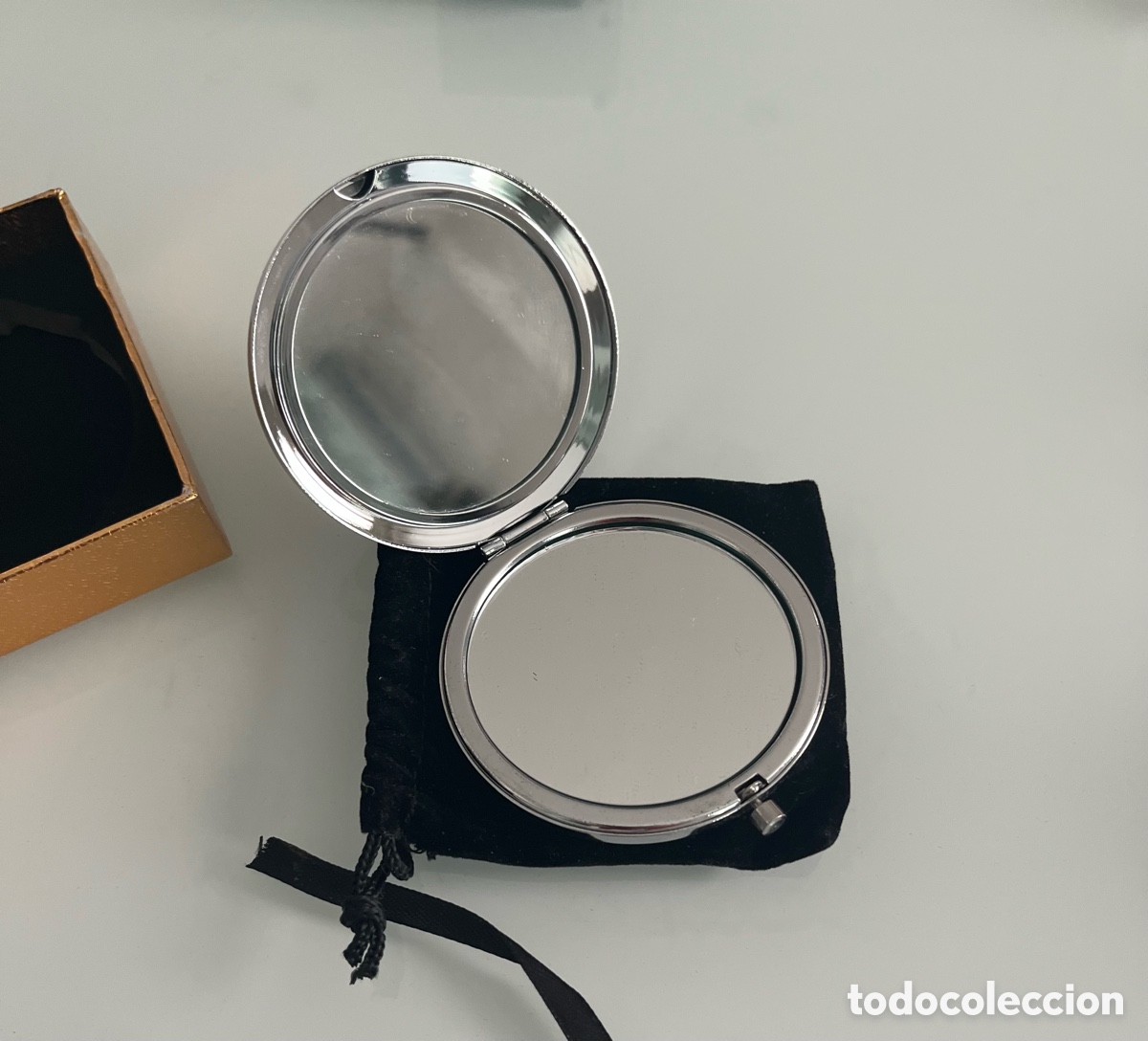 Vintage: Espejo de bolso de Rusia con funda en caja - Foto 3