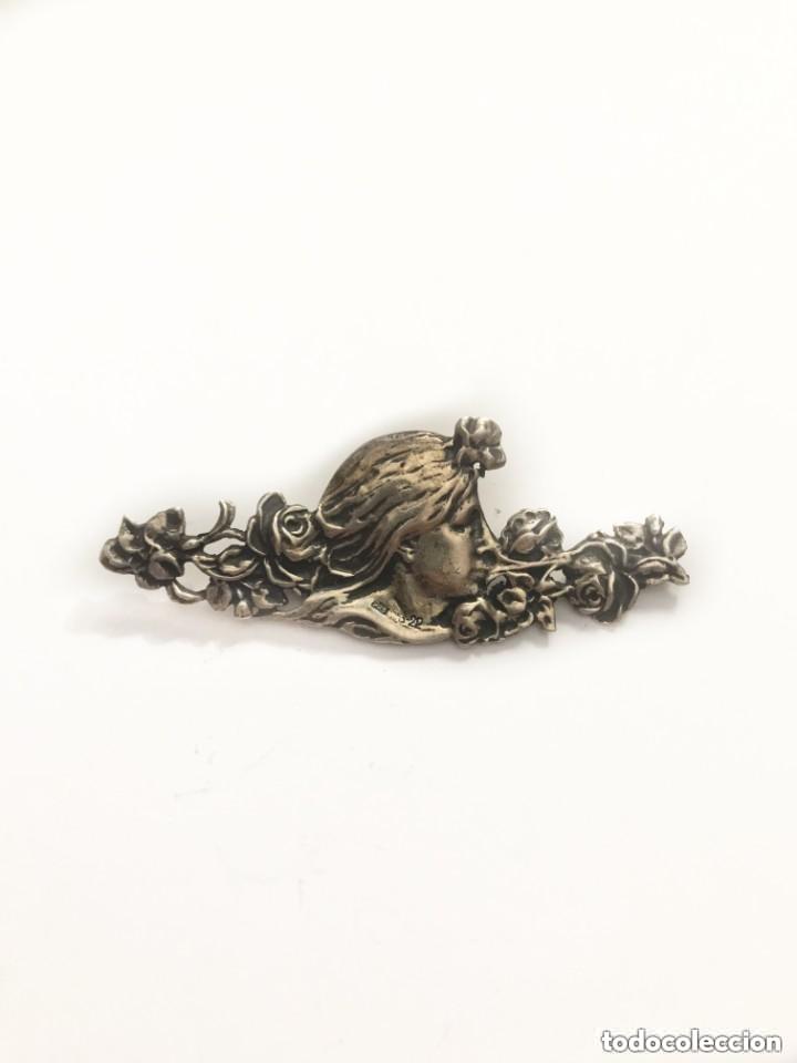 Vintage: ANTIGUO BROCHE MODERNISTA EN PLATA CONTRASTADA 925