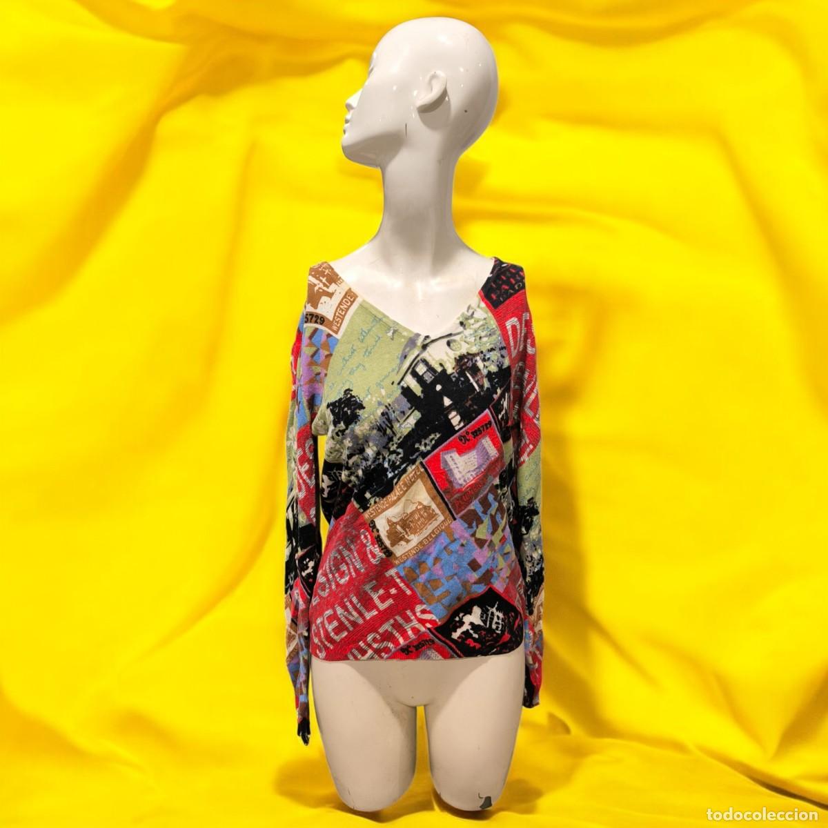 Vintage: Camiseta Estampada Multicolor Estilo Urbano Talla M &ndash; Dise&ntilde;o Art&iacute;stico Original