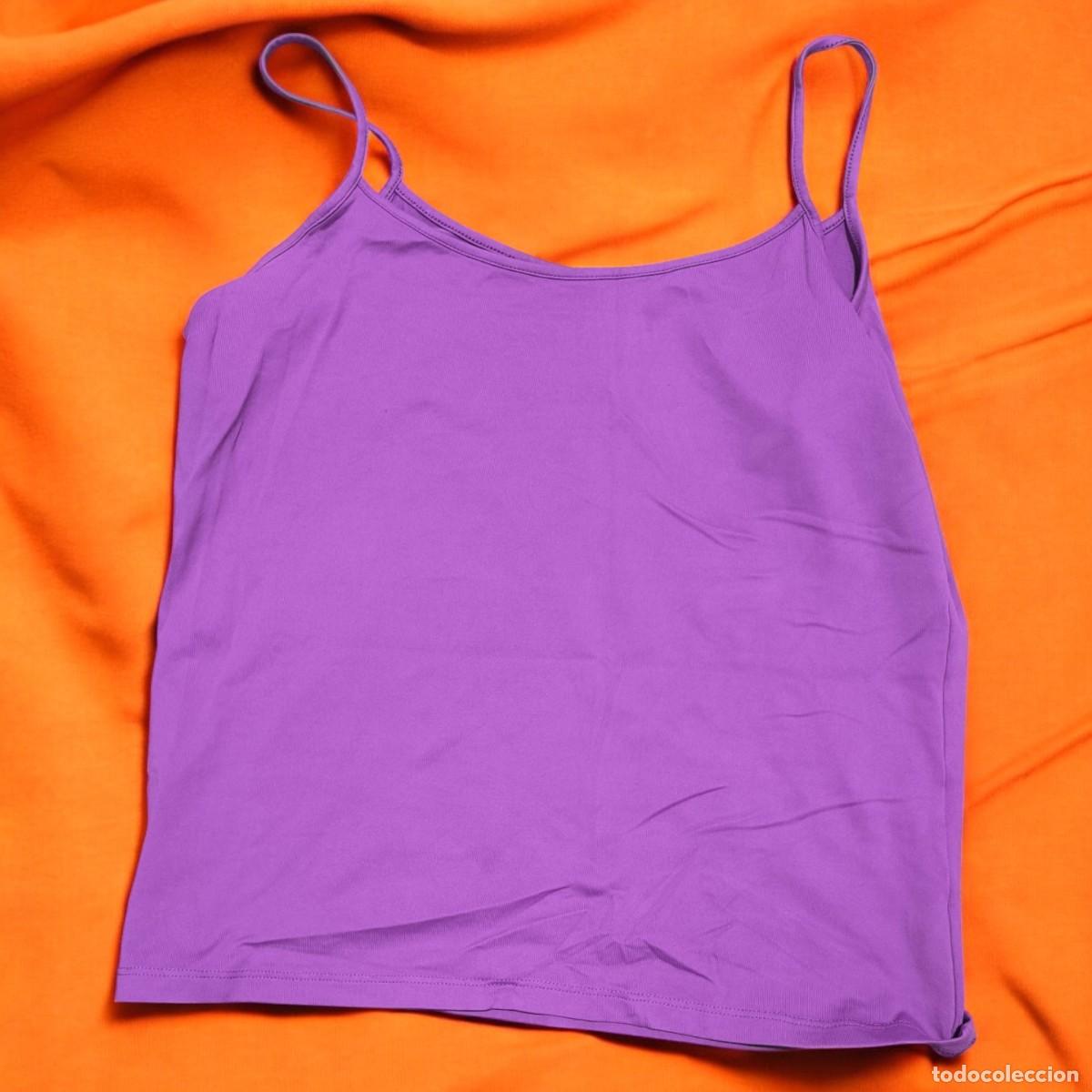 Vintage: Camiseta De Tirantes Mujer Color Lila &ndash; Talla S / M &ndash; Top B&aacute;sico Verano
