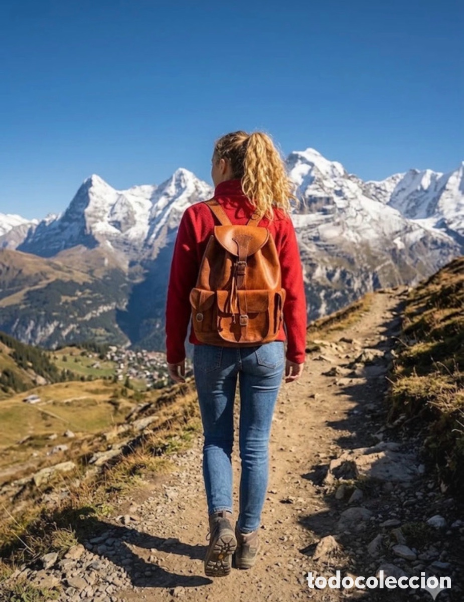 Vintage: Mochila vintage cuero a&ntilde;os 70.