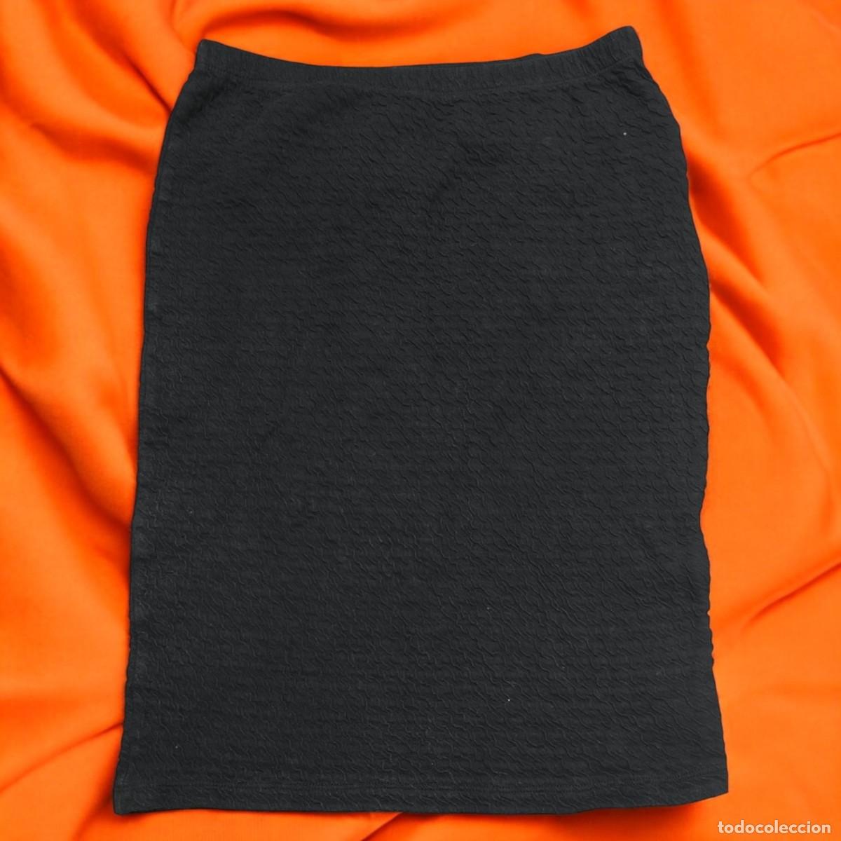 Vintage: Falda Mujer Negra Talla 40 &ndash; Falda Elegante Texturizada Estilo Sofisticado
