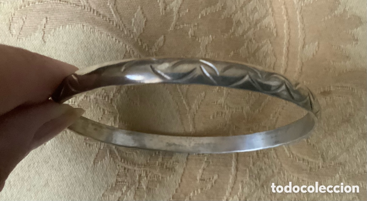 Vintage: PULSERA DE PLATA 925 R&Iacute;GIDA REPUJADA - Foto 6