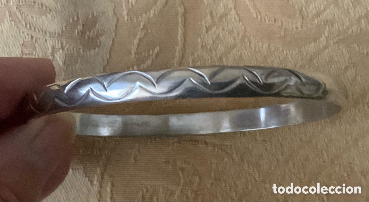 Vintage: PULSERA DE PLATA 925 R&Iacute;GIDA REPUJADA - Foto 1
