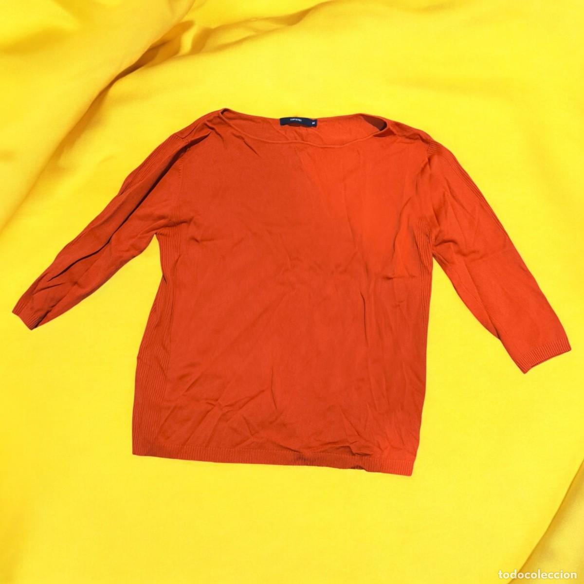 Vintage: Jersey Mujer Rojo Teja Manga 3/4 Talla Entre S Y M
