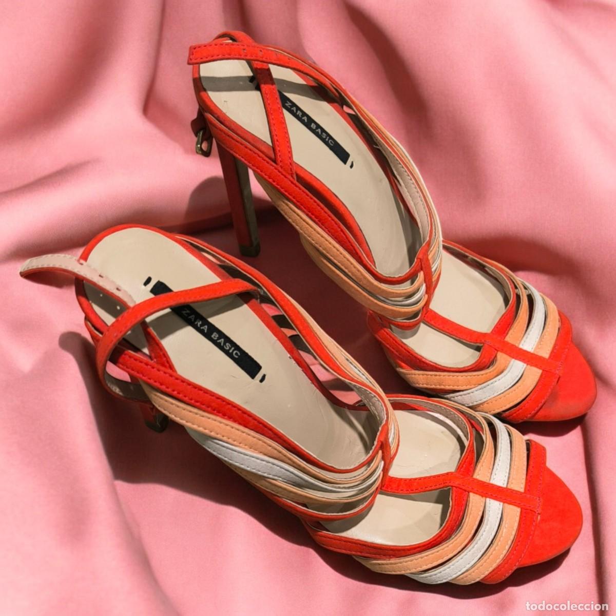 Vintage: Sandalias De Tac&oacute;n Zara Basic Talla 38 &ndash; Dise&ntilde;o Elegante Multicolor Con Estilo Sofisticado