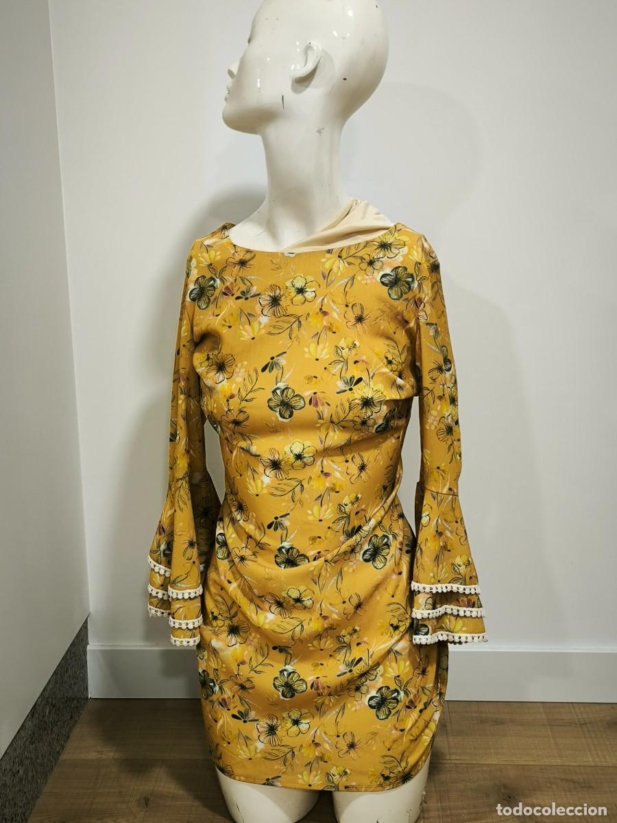 Vintage: Vestido Maribel Ruiz Talla 38 &ndash; Dise&ntilde;o Floral Elegante Con Manga Acampanada