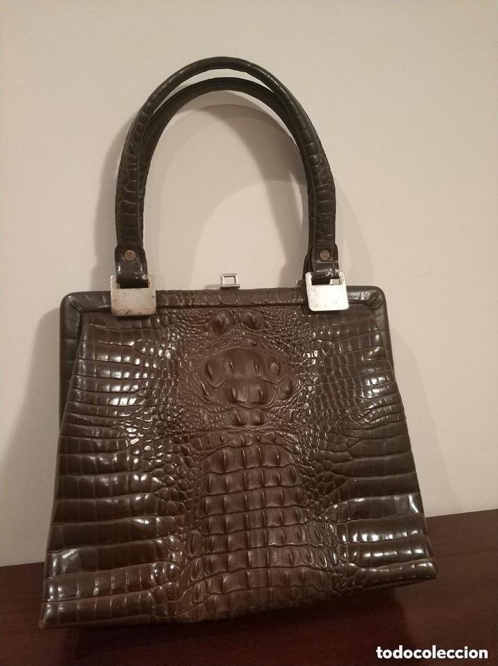 Vintage: Bonito bolso vintage piel cocodrilo a&ntilde;os 60/70