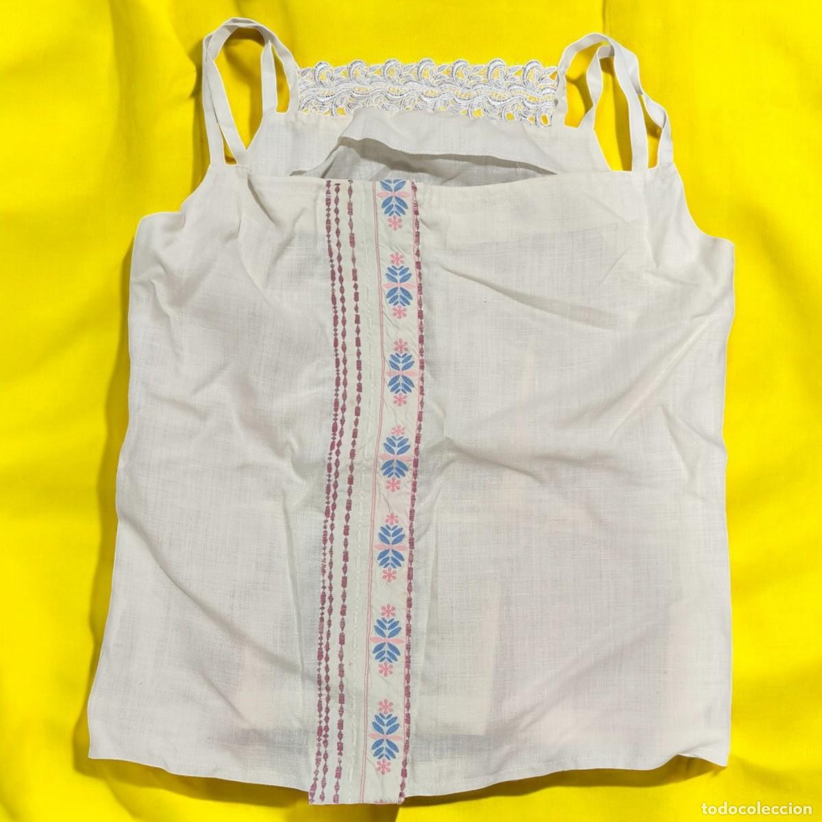 Vintage: Top Mujer Blanco Bordado Tirantes Talla M