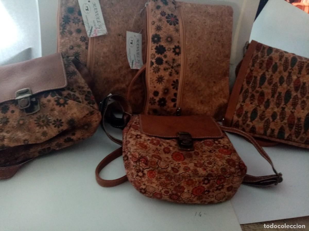 Vintage: 5 BOLSOS BANDOLERA DISE&Ntilde;O FLORAL BASE CORCHO NUEVO A ESTRENAR