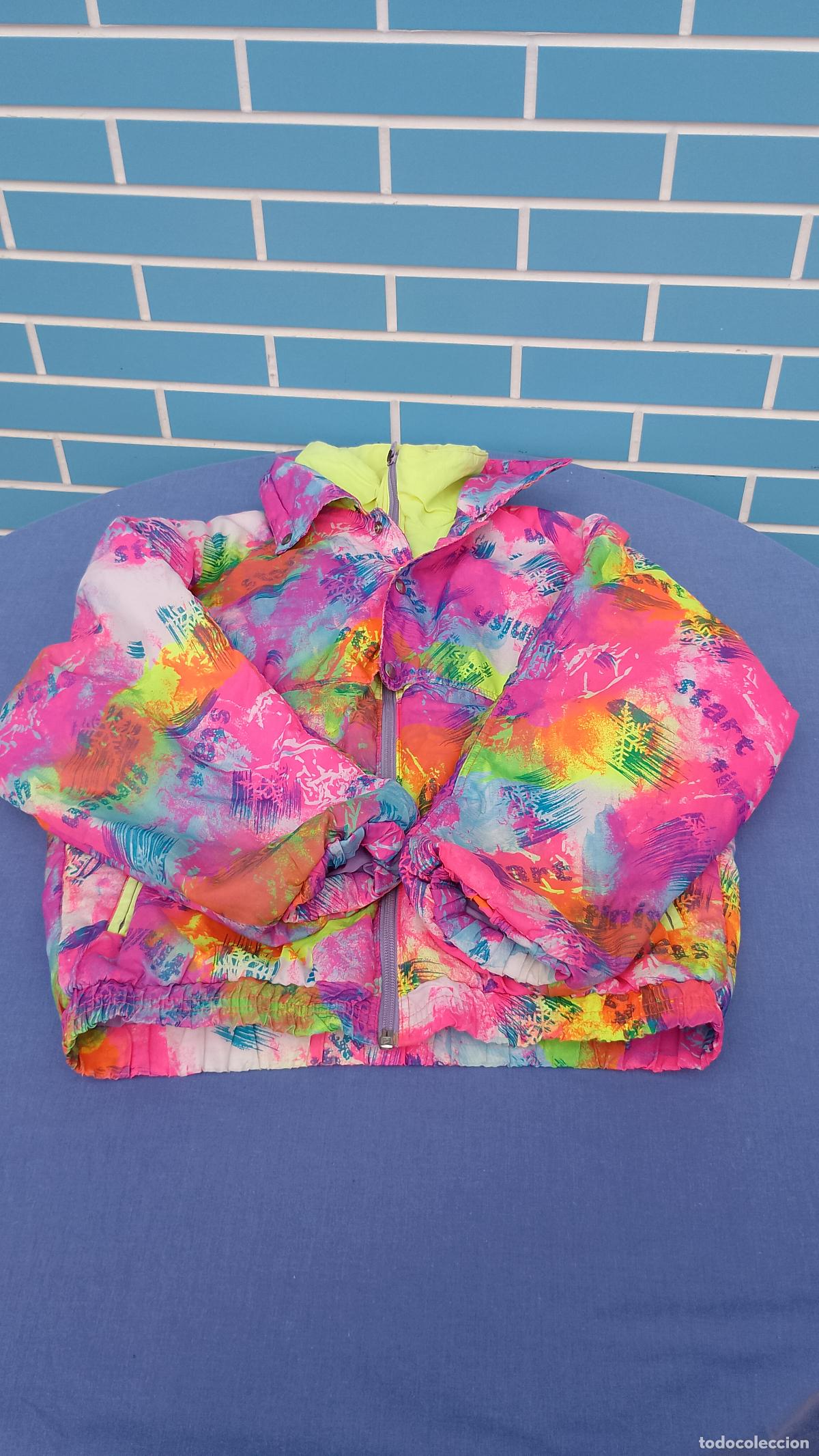 Vintage: Antigua cazadora infantil Schuss de invierno a&ntilde;os 80, colores fosforitos