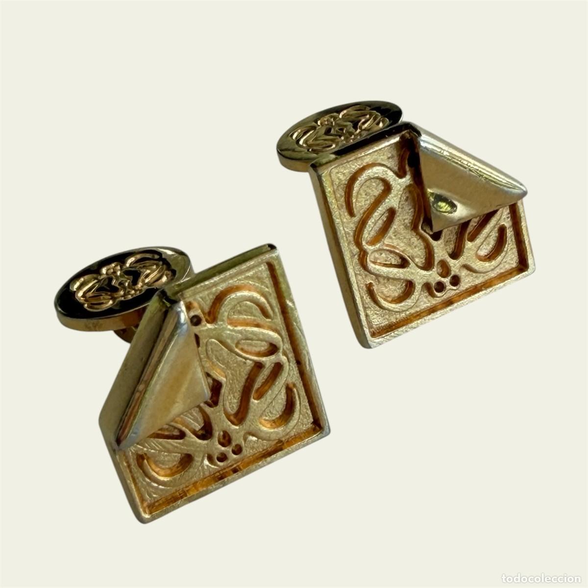 Vintage: Gemelos Loewe Vintage A&ntilde;os 80 Dorados Anagrama Cuadrados