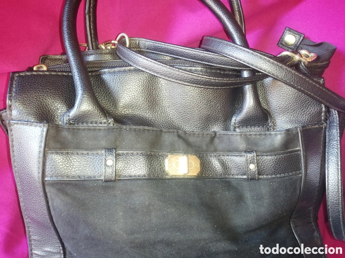 Vintage: Bolso piel sint&eacute;tica y ante negro