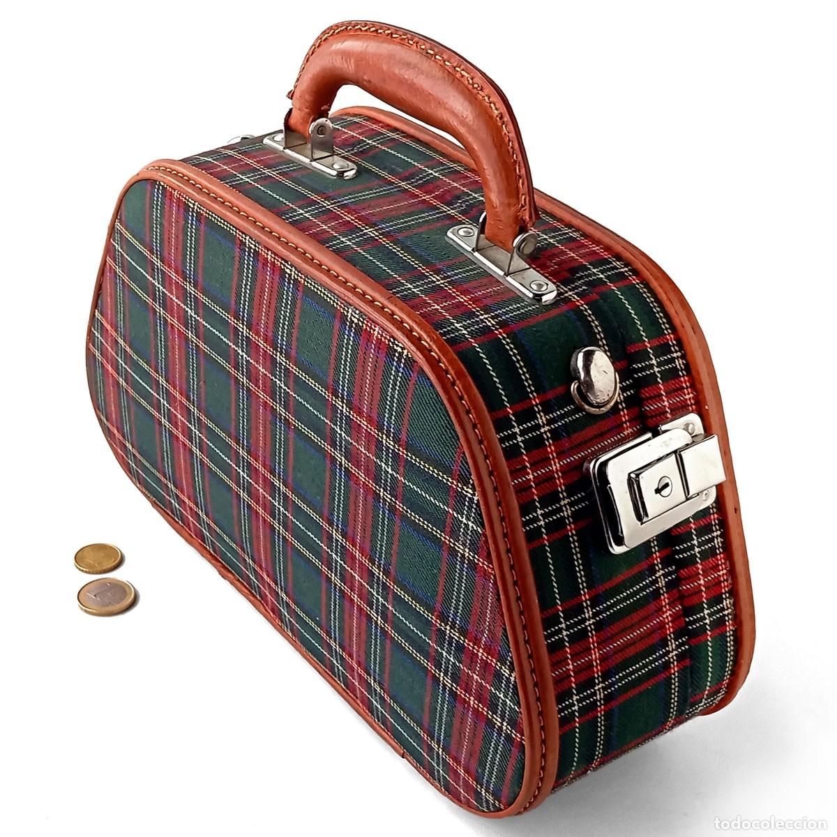 Vintage: CABAS MALET&Iacute;N DISE&Ntilde;O ESCOC&Eacute;S Y PIEL A&Ntilde;OS 80