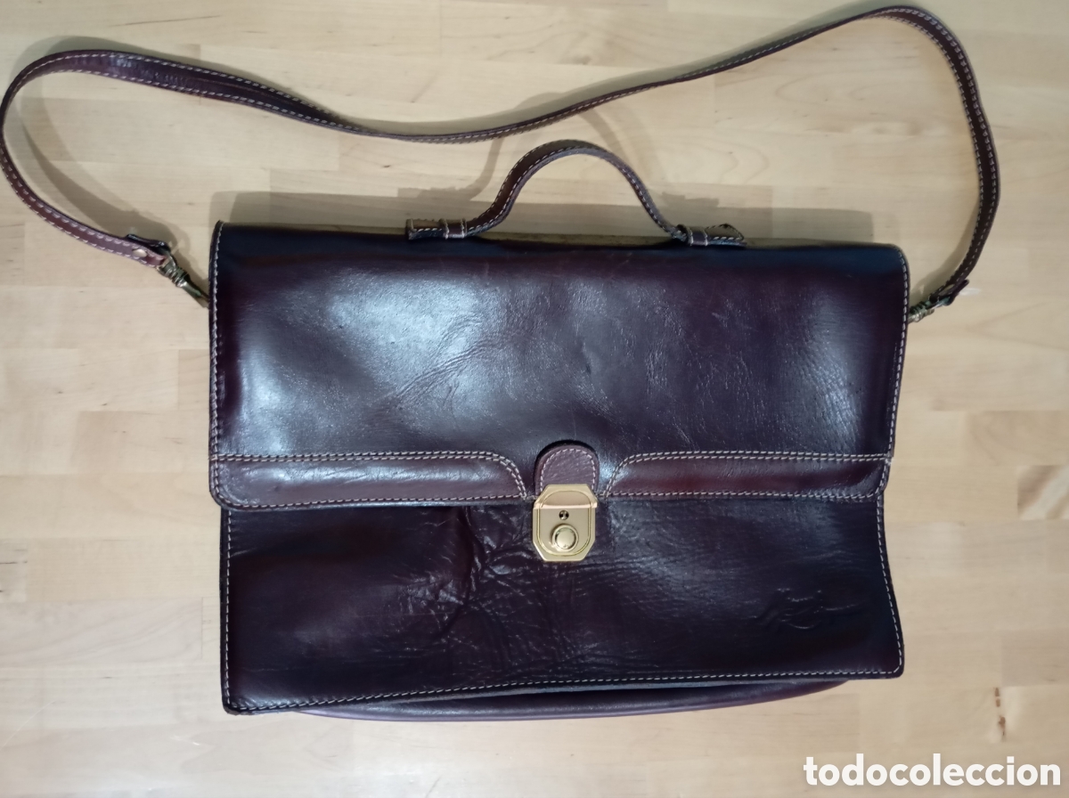 Vintage: Malet&iacute;n portadocumentos Miguel Rodr&iacute;guez Piel Cuero Retro Vintage