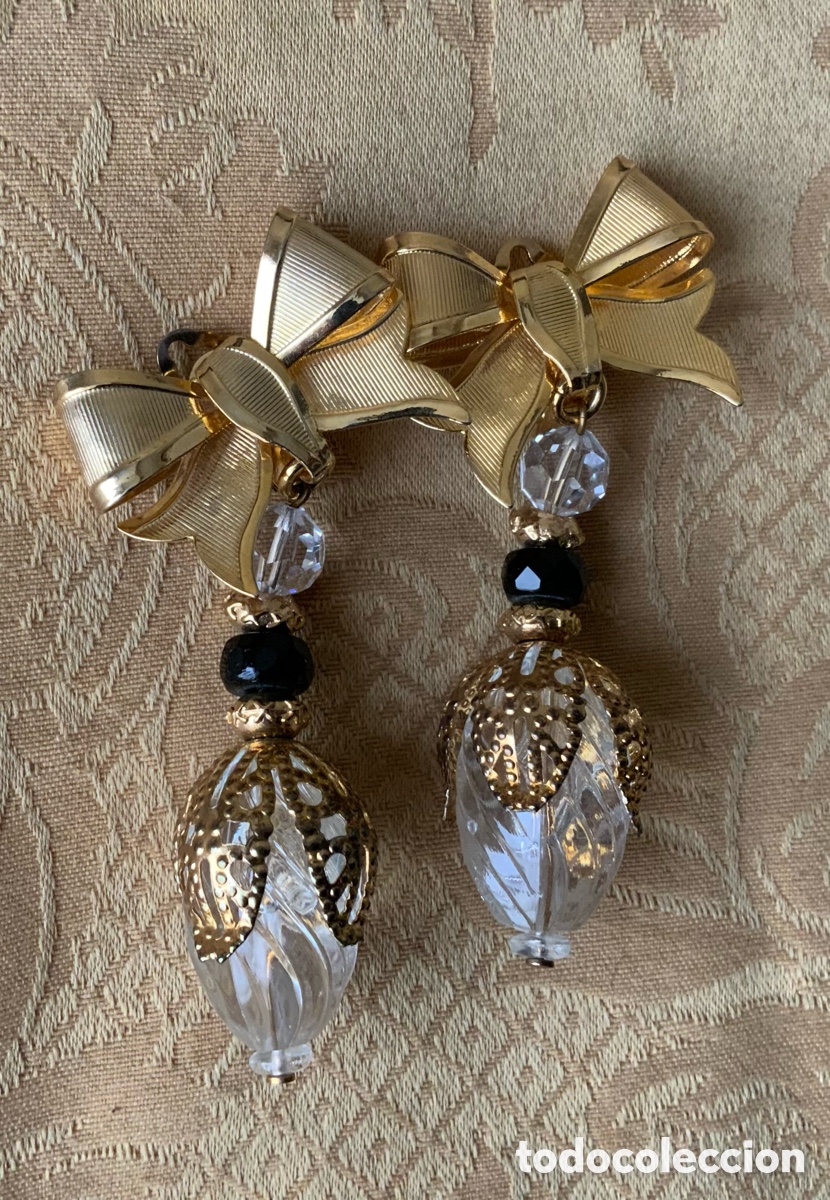 Vintage: PENDIENTES VINTAGE LARGOS LAZO Y METACRILATO
